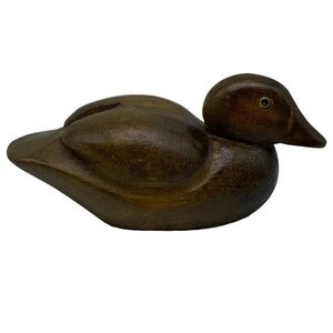 Vintage Wood Duck Decoy Hand Craved with Glass Eyes